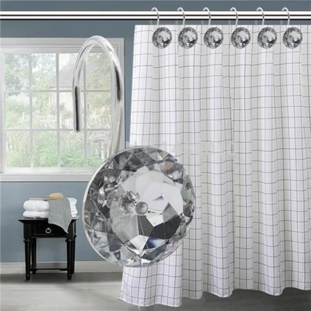 Set of 12  Shower Curtain Hooks Diamond Shape Shower Rings